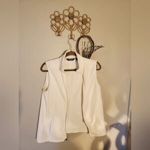 Landsend Fleece White Zipper Vest